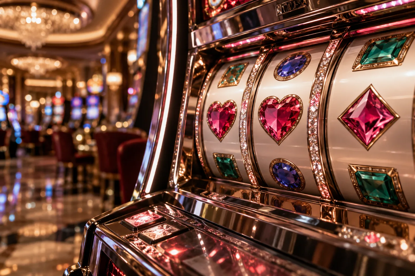 Rose and silver casino slot machine detail