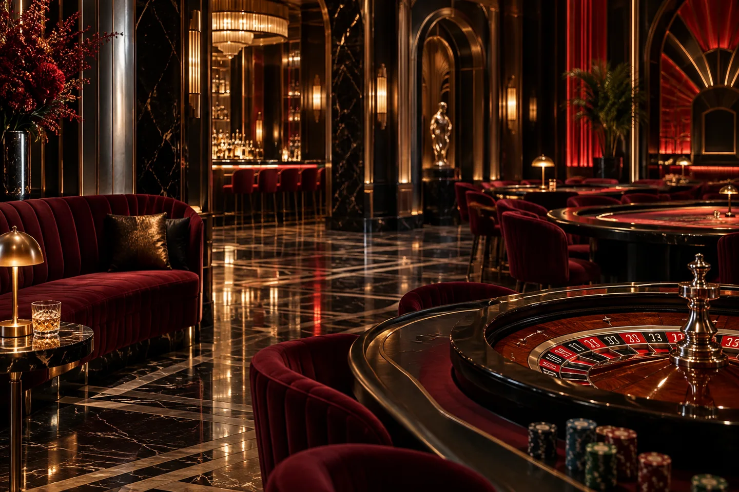 Ruby art deco casino interior