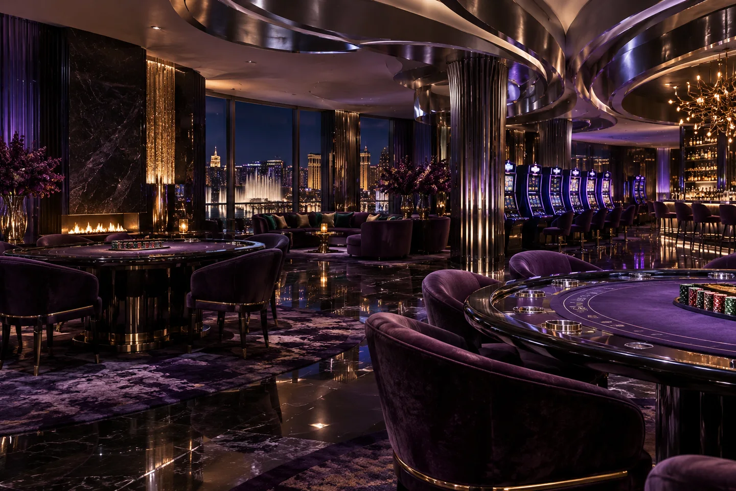 Contemporary violet gaming lounge